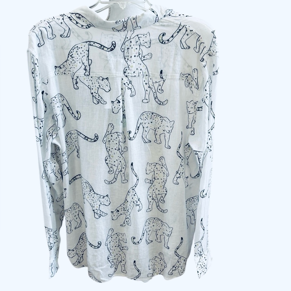Rails/Nordstrom Charli Linen Blend Button Up Shirt in Belize Jaguar Size L. NWT - Picture 4 of 9